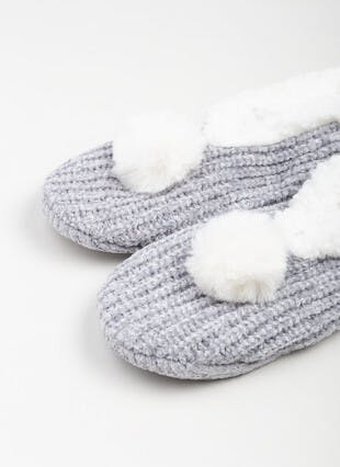 Cosy Lined Pom Pom Slipper Socks 