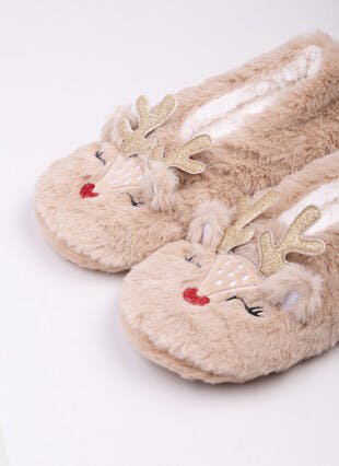 Cosy Lined Reindeer Slipper Sock
