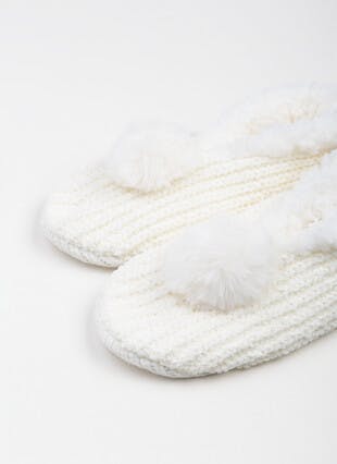 Cosy Lined Pom Pom Slipper Socks 