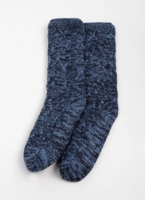 Cosy Lined Cable Knit Slipper Socks