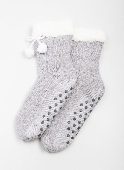 Cosy Lined Knit Slipper Socks