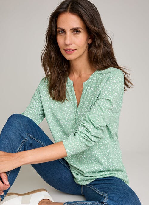 Pure Cotton Printed Notch Neck Top