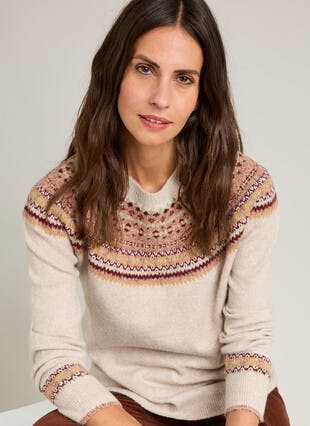Soft Touch Fairisle Yoke Crew Neck Jumper