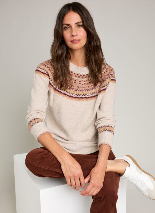 Soft Touch Fairisle Yoke Crew Neck Jumper