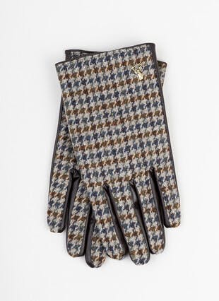 Mens Boxed Gloves In Houndstooth Check