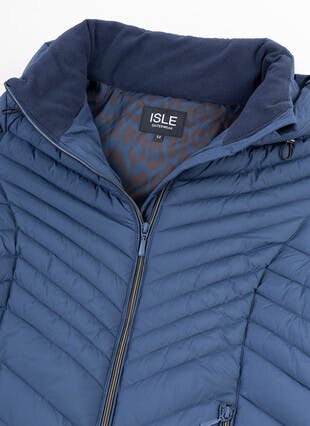 Chevron Quilted Longline Coat with Detachable Hood