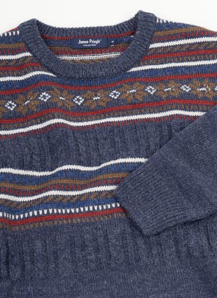 Fairisle Crew Neck Jumper With Wool