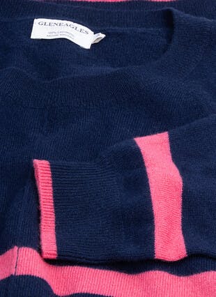 Pure Cashmere Stripe Crew Neck Jumper