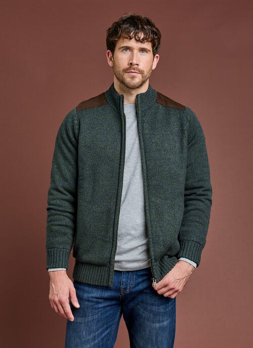 Textured Knit Zip Through Cardigan