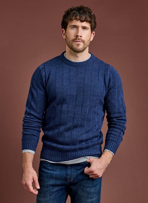 Textured Cable Knit Crew Neck Jumper