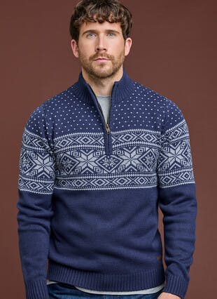 Fairisle Zip Neck Jumper