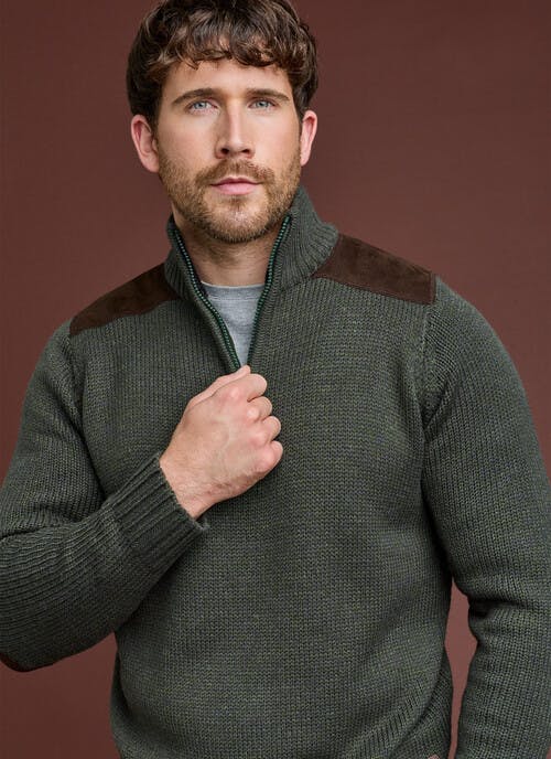 Textured Knit Zip Neck Jumper