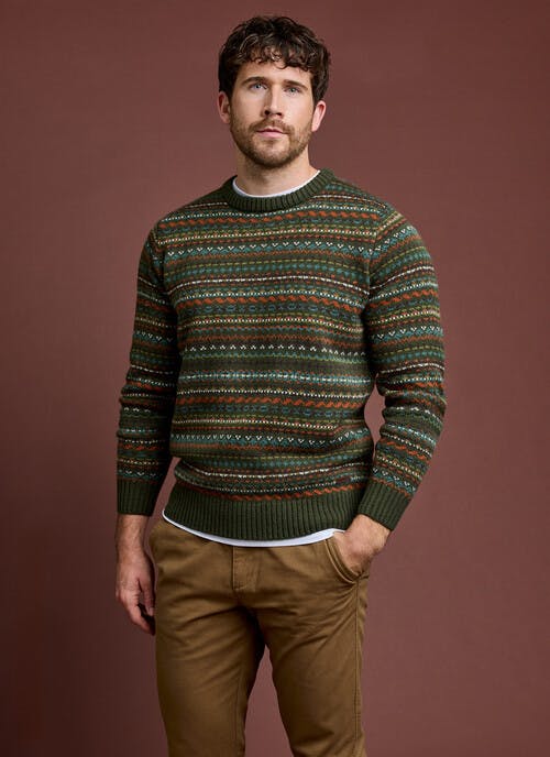 Fairisle Crew Neck Jumper With Wool