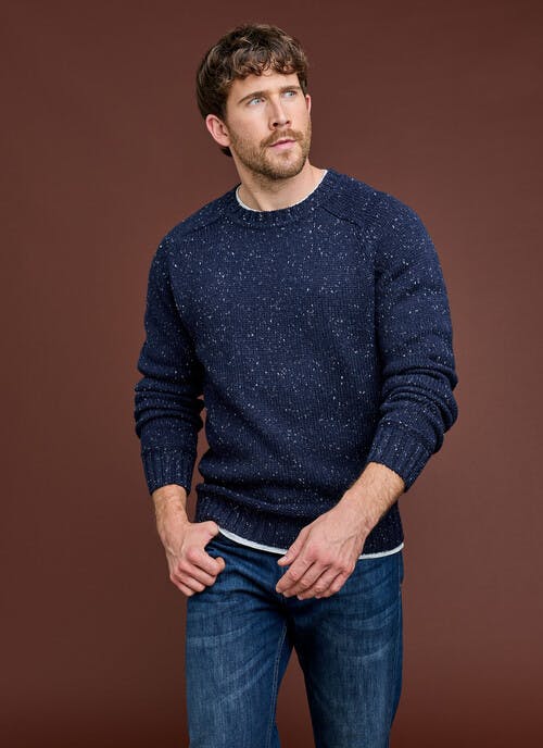 Textured Nep With Wool Crew Neck Jumper