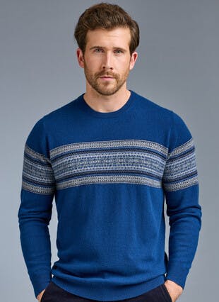 Pure Cashmere Fairisle Crew Neck Jumper