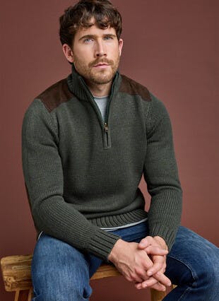 Textured Knit Zip Neck Jumper