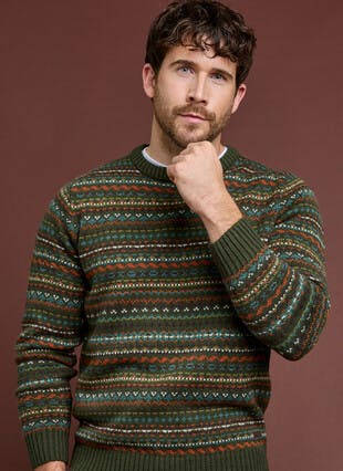 Fairisle Crew Neck Jumper With Wool