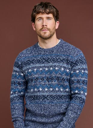 Fairisle Yoke Crew Neck Jumper With Wool