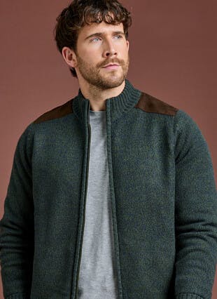 Textured Knit Zip Through Cardigan