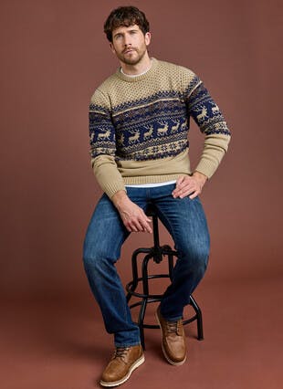 Fairisle Yoke Crew Neck Jumper