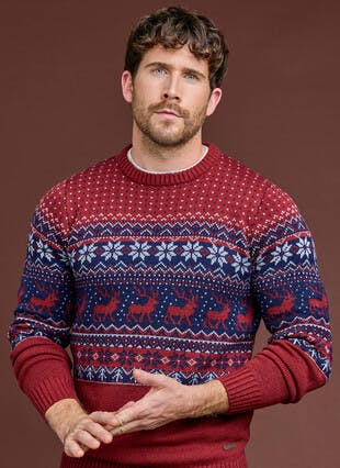 Fairisle Yoke Crew Neck Jumper
