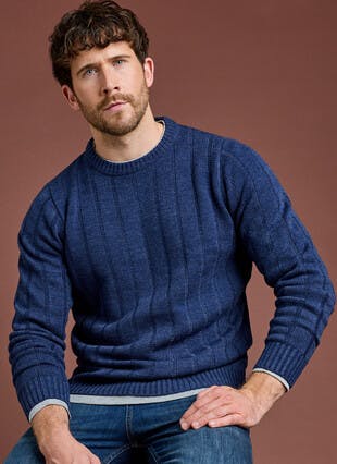 Textured Cable Knit Crew Neck Jumper