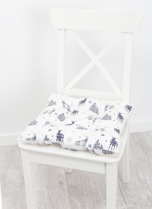 Stag Print Cotton Navy Seat Pad