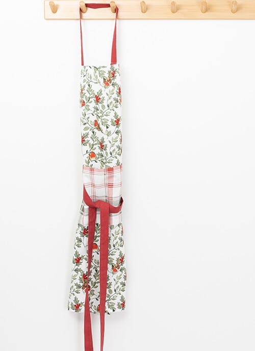 Robin Print Cotton Red Apron
