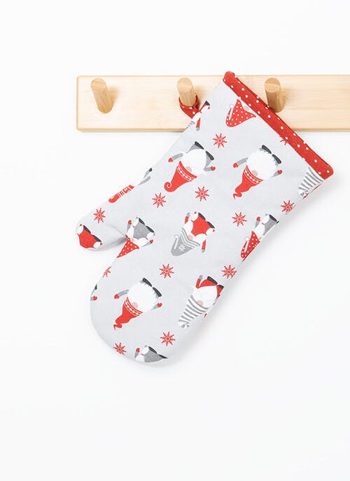 Gonks Print Cotton Grey Single Oven Glove