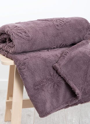Butterfly Embossed Fleece Purple Throw