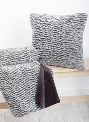 Textured Faux Fur Grey Cushion