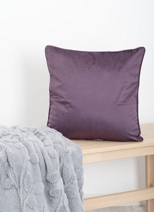 Autumn Floral Print Velvet Plum Cushion