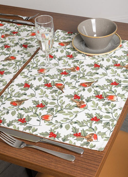 Robin Print Cotton Red 2-Pack Placemats