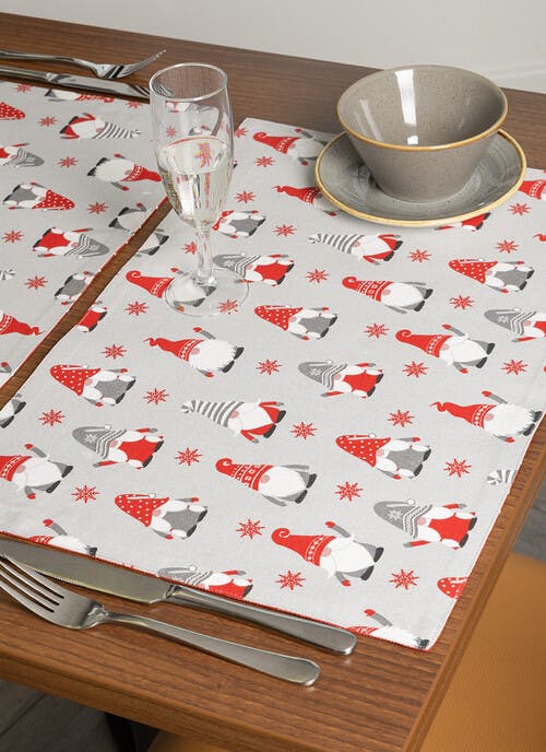 Gonks Print Cotton Grey 2-Pack Placemats