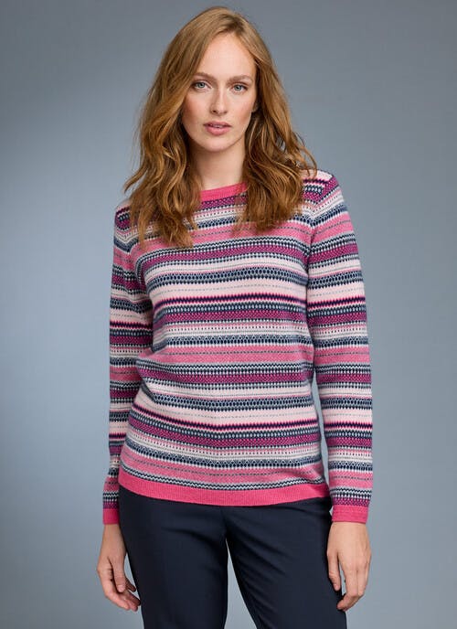 Pure Cashmere Fairisle Crew Neck Jumper