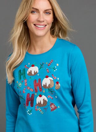 Pure Cotton Christmas Pudding Top
