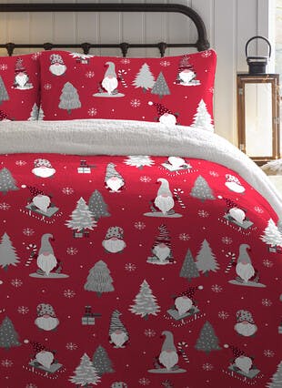 Elvin Gonks Print Fleece Red Duvet Set