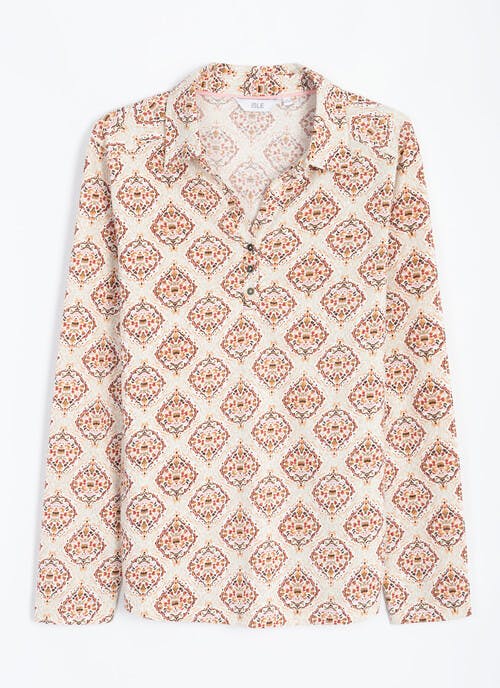 Linen Blend Printed Blouse