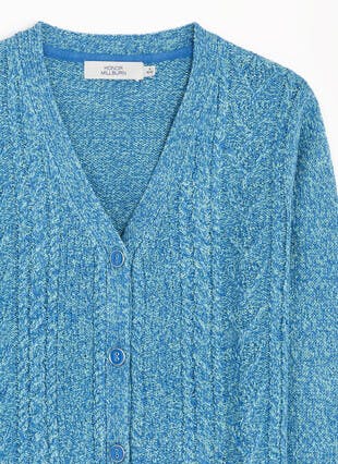 Cable Twist V- Neck Knit Cardigan 
