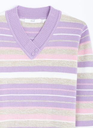 Striped V Neck Jumper