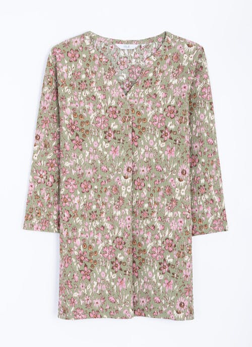 Textured Notch Neck Printed Tunic