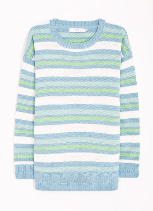 Textured Crew Neck Striped Jumper
