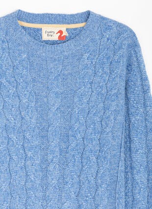 Wool Blend Cable Crew Neck Jumper