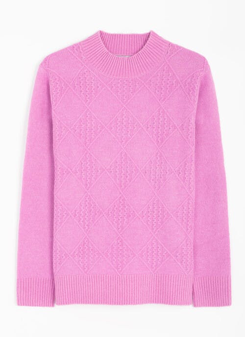 Diamond Cable Knit Turtle Neck Jumper