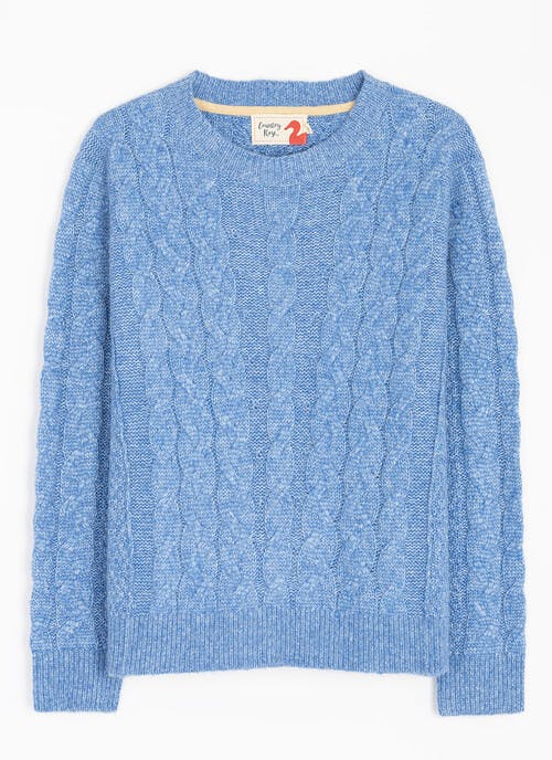 Wool Blend Cable Crew Neck Jumper