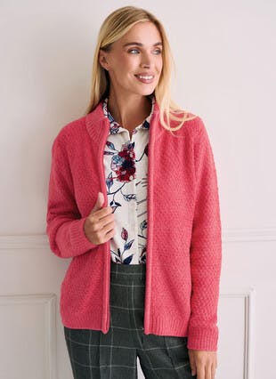 Soft Touch Knit Zip Through Cardigan