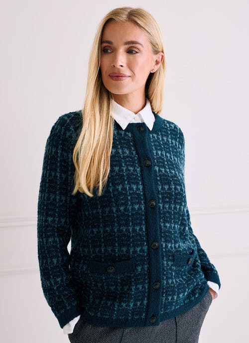 Checkerboard Knit Cardigan