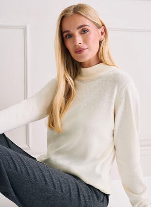 Embellished Turtleneck Jumper