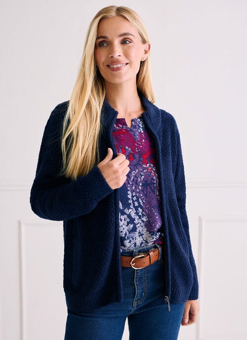 Soft Touch Knit Zip Through Cardigan