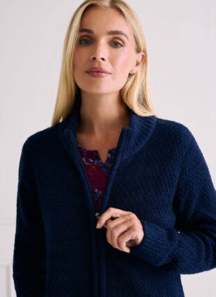 Soft Touch Knit Zip Through Cardigan